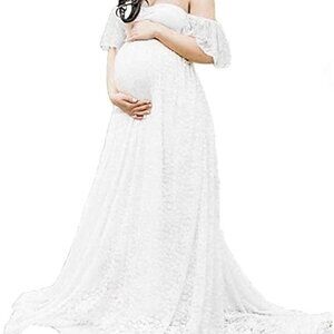 🤍 White Lace Off Shoulder Maternity Gown | Size XXL | NWT